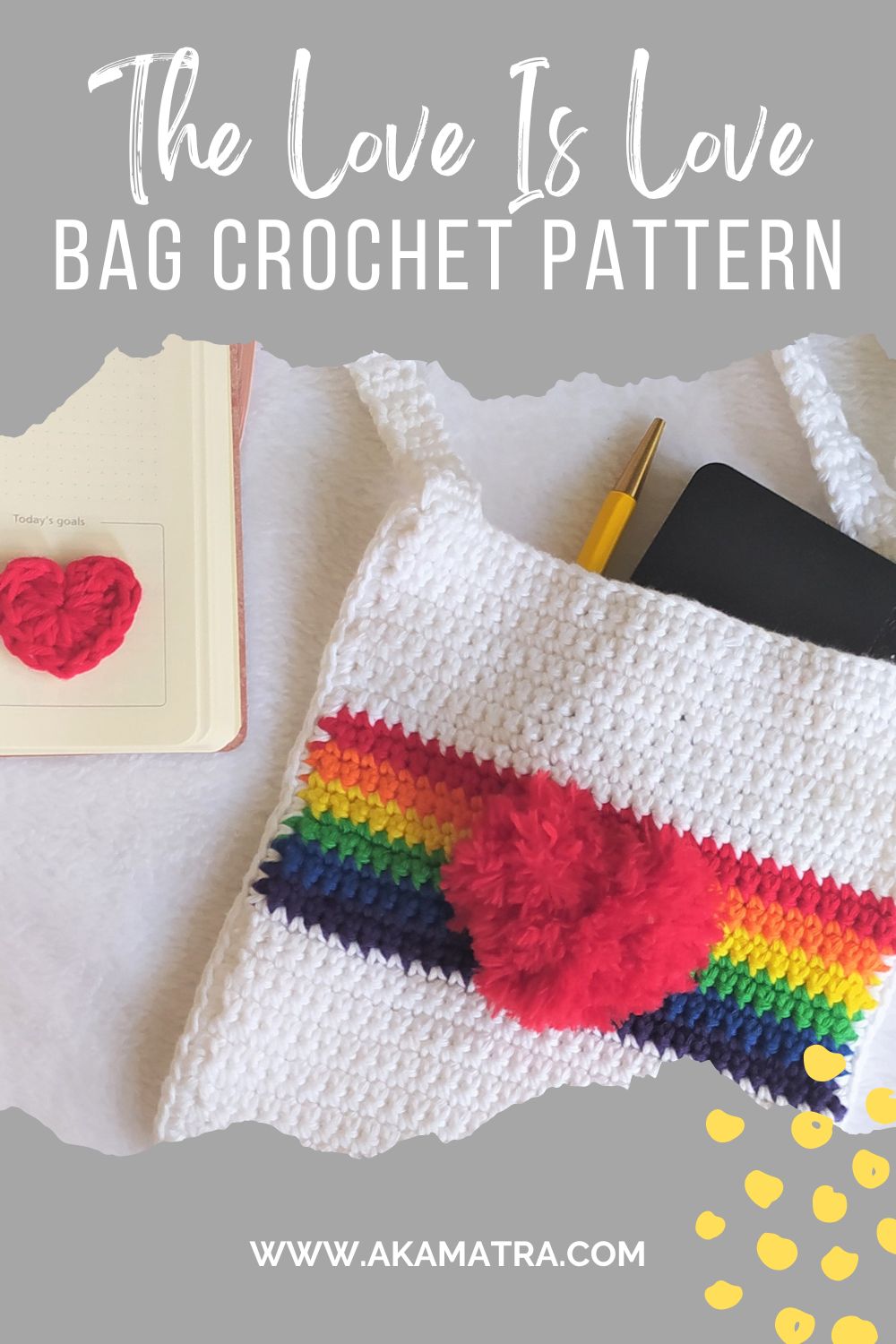 The Love Is Love Crochet Bag Pattern pin grey