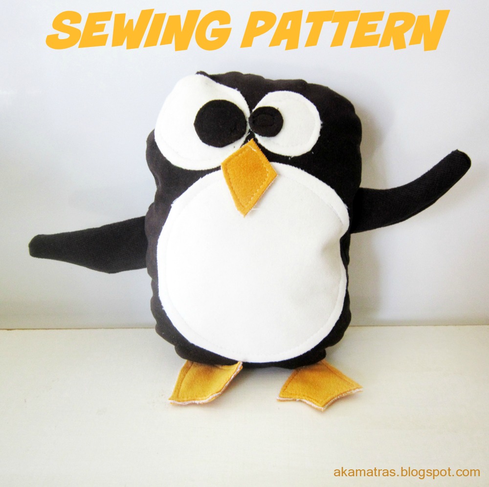 Mr Penguin - Stuffed animal sewing pattern - Akamatra