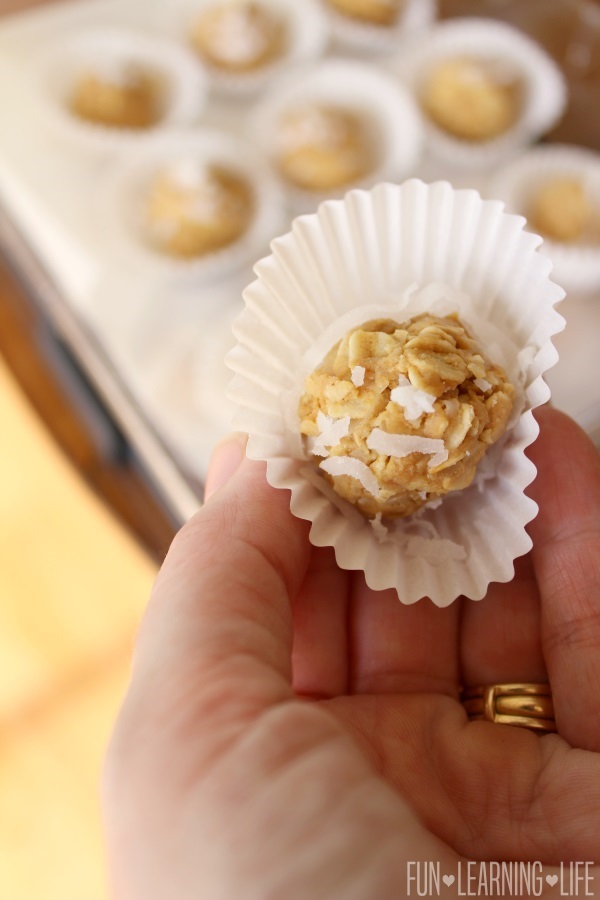 Banana and Coconut Protein Balls In Baking Cup