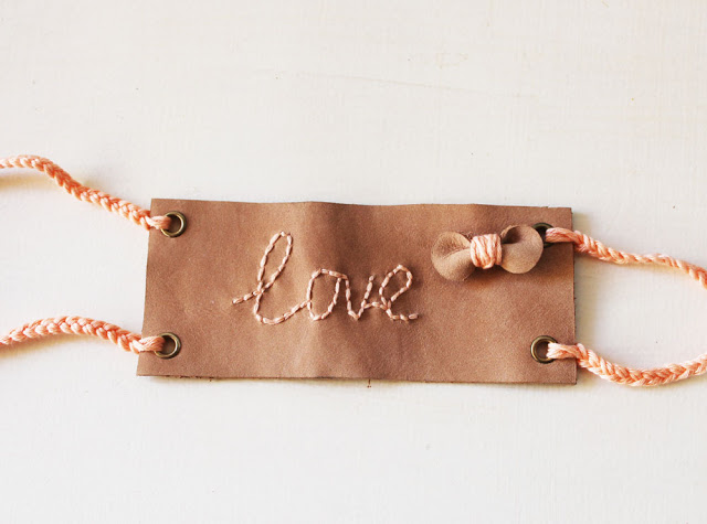 How to turn your handwritting into an embroidered leather cuff.
