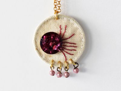 Embroidered pendant - DIY Jewelry with a button